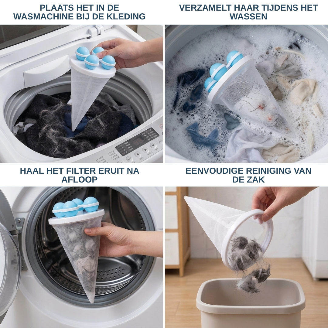 Herbruikbare haarfilter wasmachine — kleren zonder haren