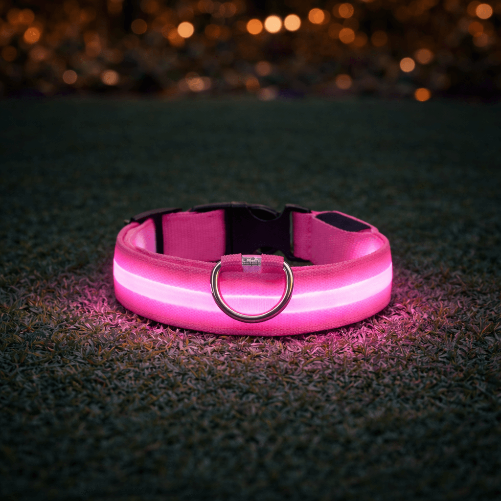 LumiGuard LED halsband — detail USB oplaadaansluiting