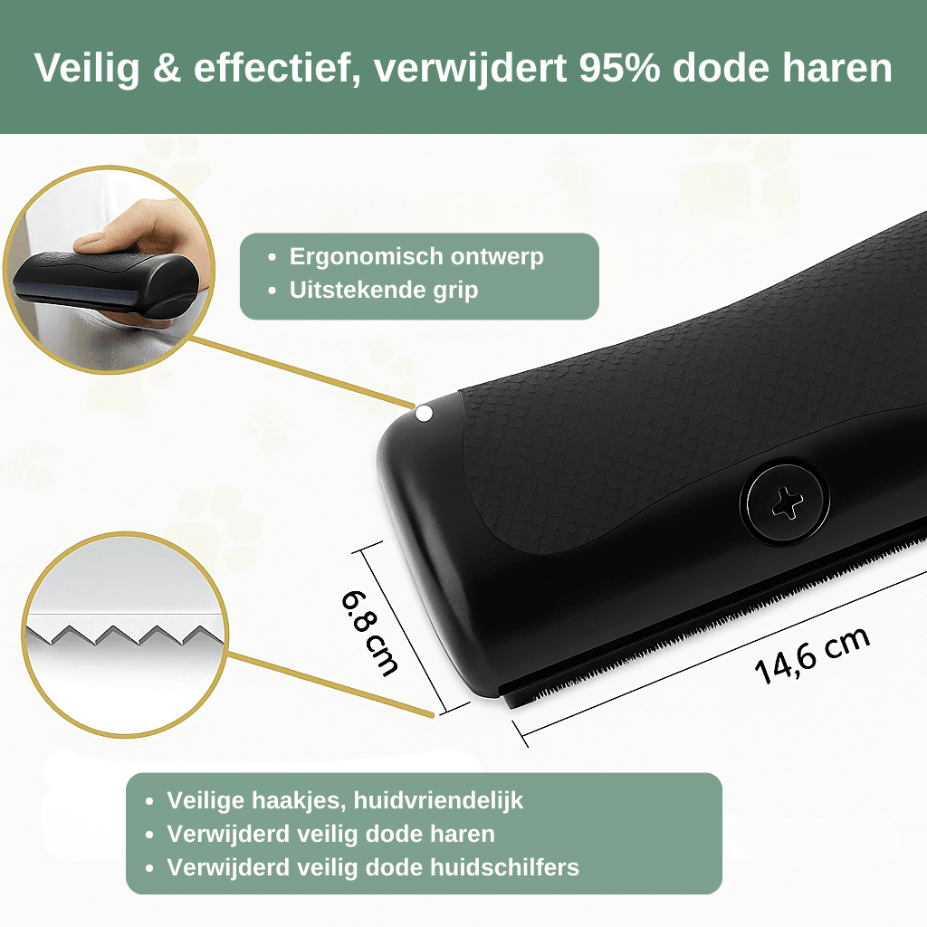 GlowBrush deshedding kam — minder losse haren in huis