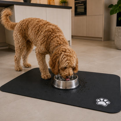 Absorberende voerbakmat hond en kat — tegen morsen van water en voer