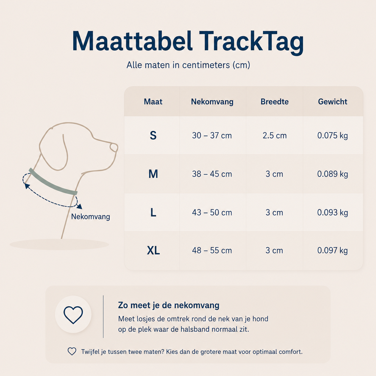 TrackTag hondenhalsband met AirTag-houder — altijd weten waar hij is