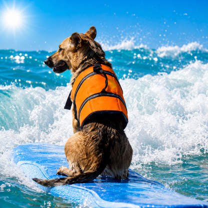 SwimSafe zwemvest hond — oranje reddingsvest met handvat