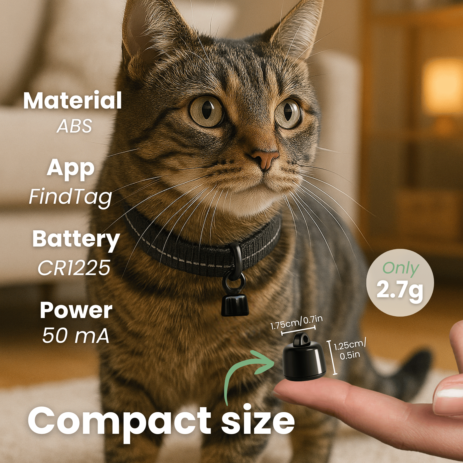 Bluetooth tracker hond — detailfoto tracker met bevestigingsclip