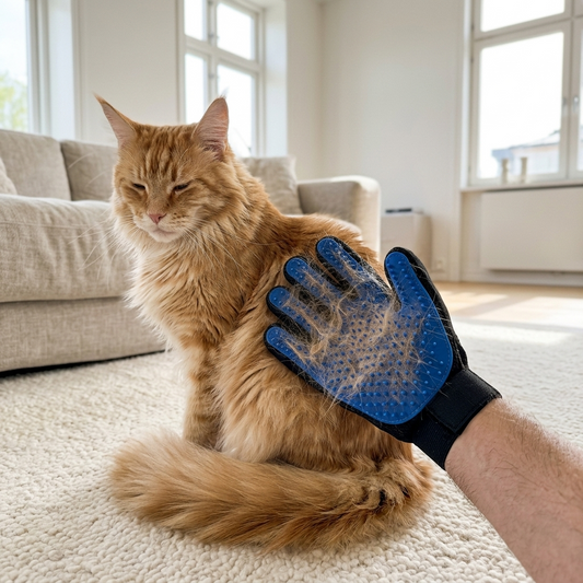 Siliconen verzorgingshandschoen voor hond en kat — borstelen zonder gedoe