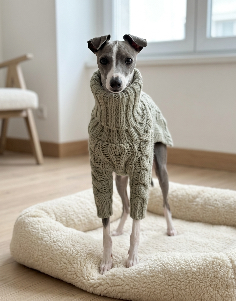 Windhond coltrui hond — warm bij dunne vacht en kou
