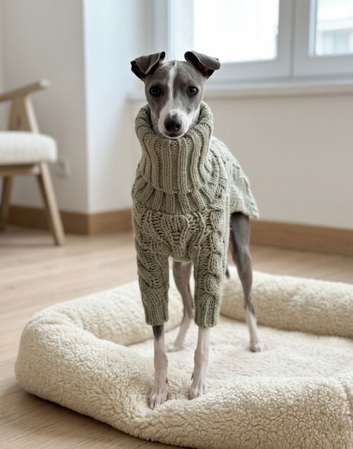 Windhond coltrui hond — warm bij dunne vacht en kou