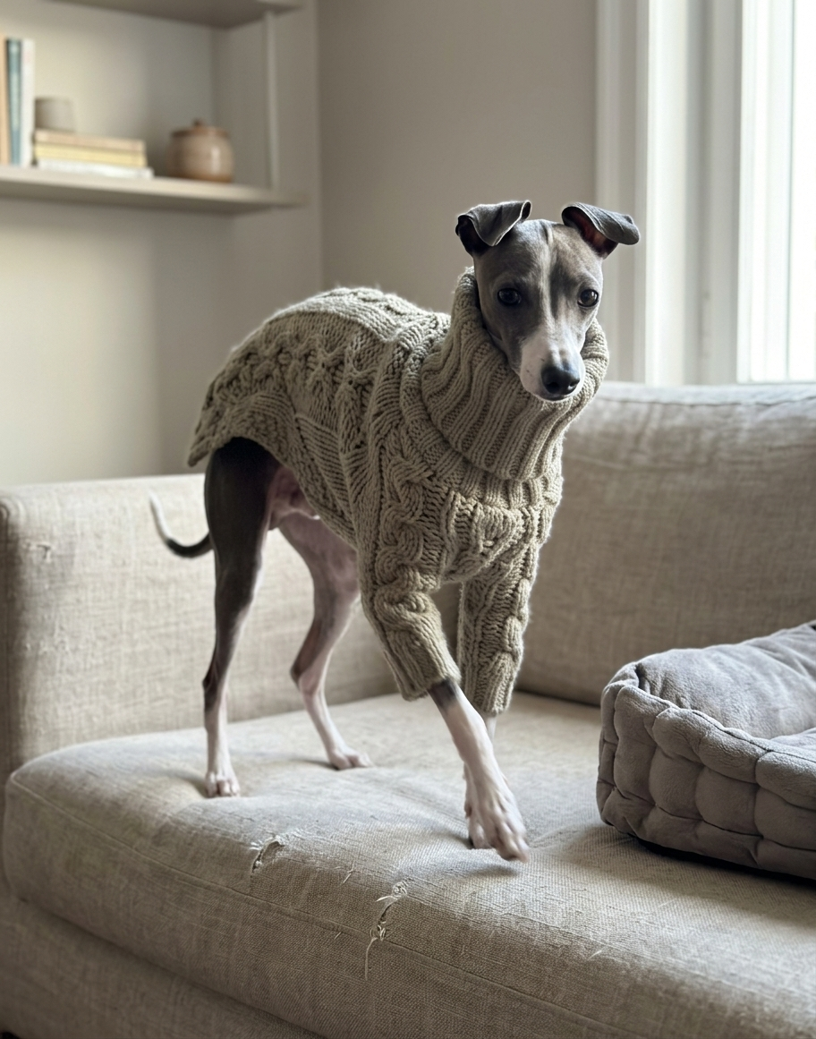 Windhond coltrui hond — warm bij dunne vacht en kou