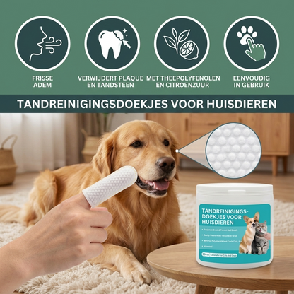 DentoWipe gebitsdoekjes — schone tanden zonder borstel, voor hond en kat