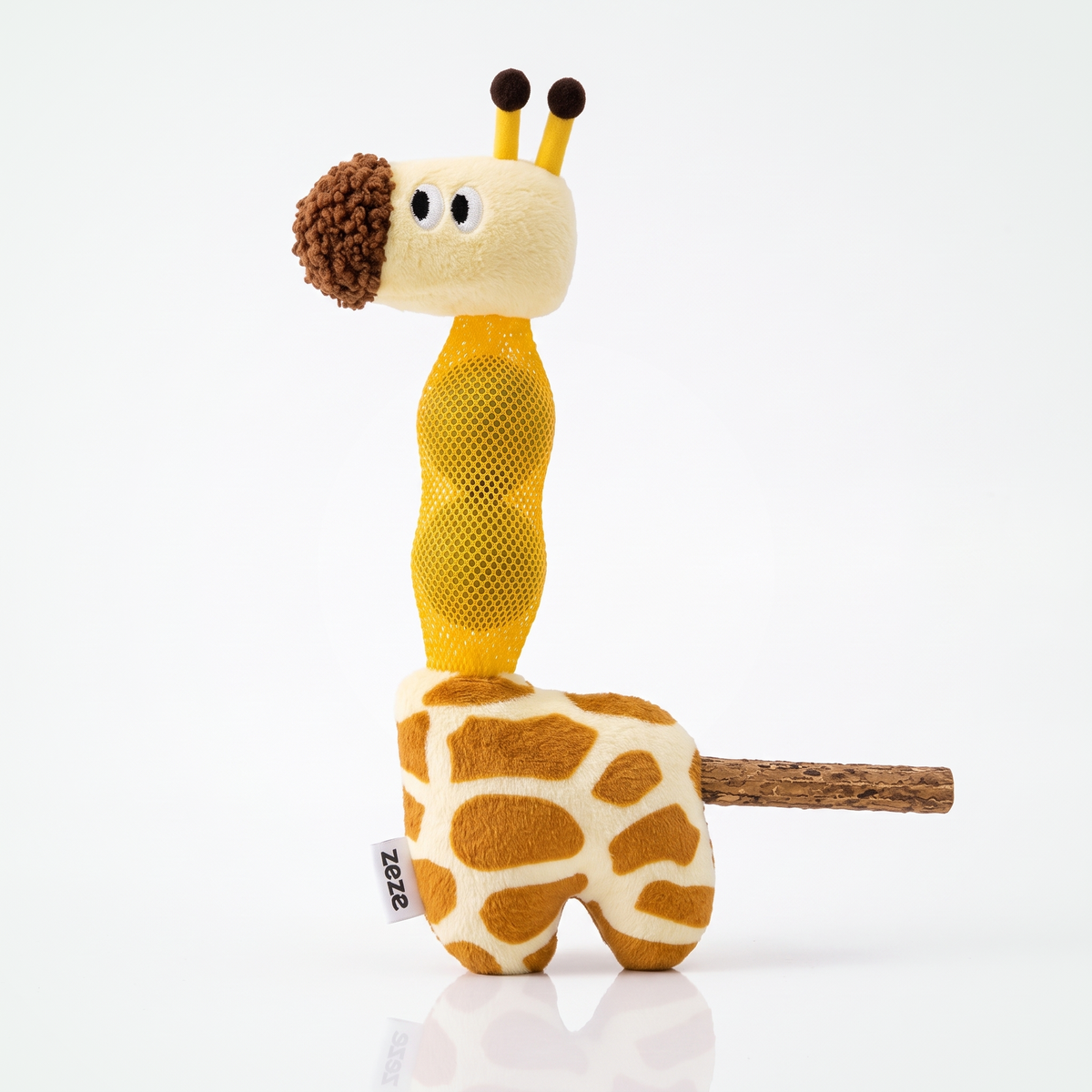 3-in-1 giraffe kauwspeelgoed kat — pluche, catnip-mesh nek en houten kauwstok