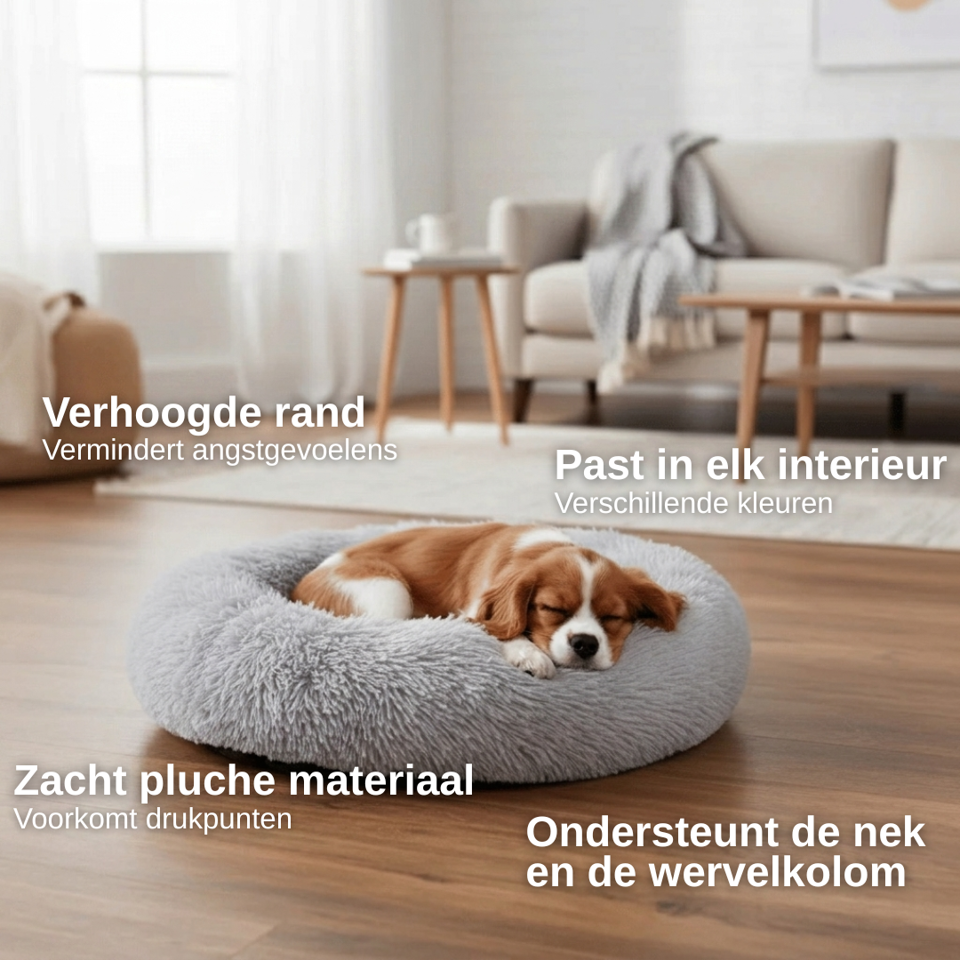 Maattabel kalmerende hondenmand: meet de omtrek van je hond, kies bij twijfel een maat groter (S 40 cm-3XL 100 cm)