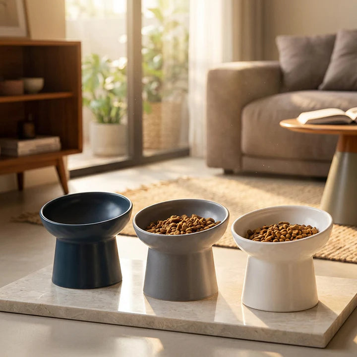 ElevaBowl ergonomische voerkom kat — schuine keramische kom in Scandinavische stijl