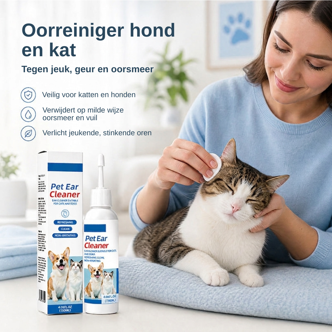 Oorreiniger hond en kat — tegen jeuk, geur en oorsmeer