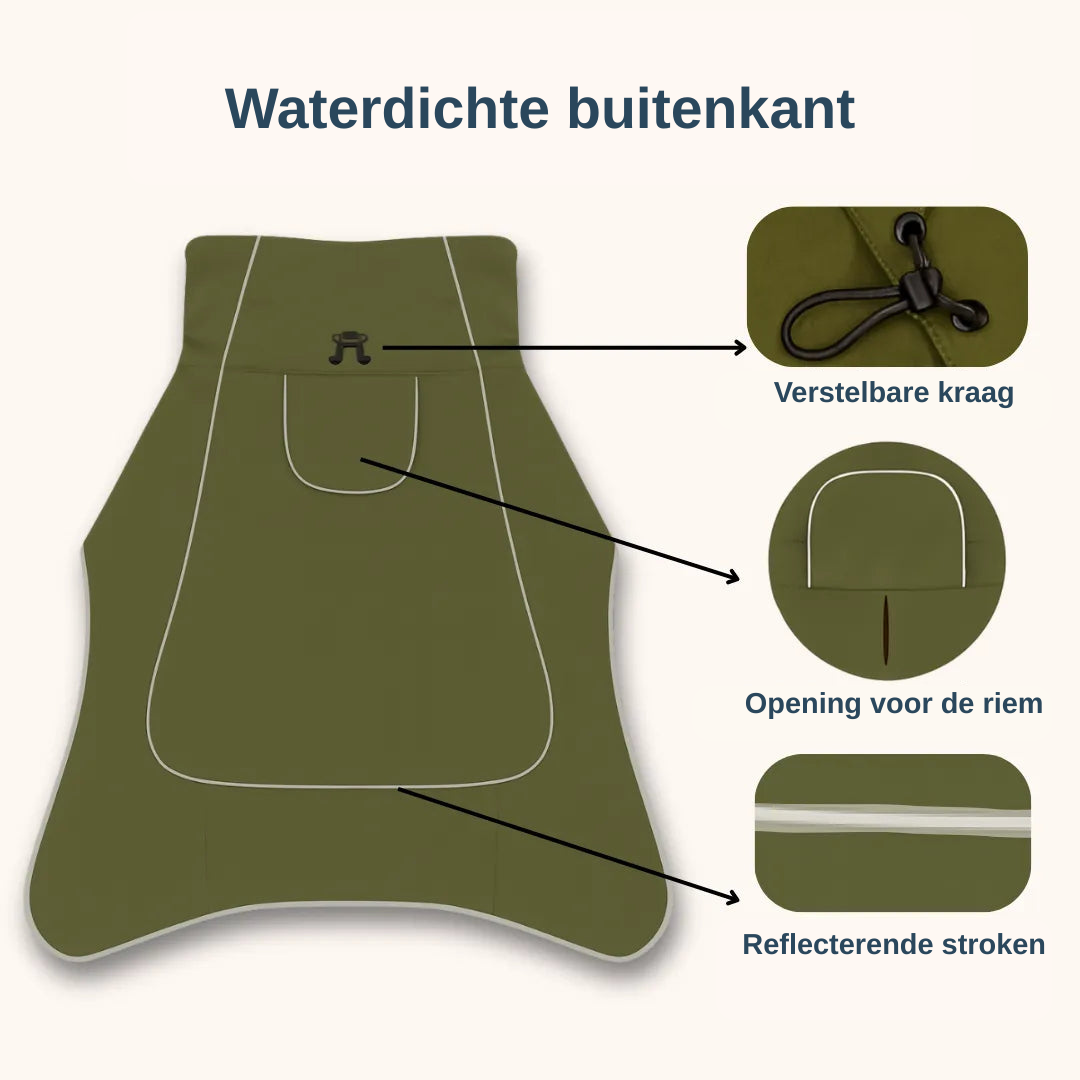 Hondenregenjas waterdicht — droog en zichtbaar bij regen en wind