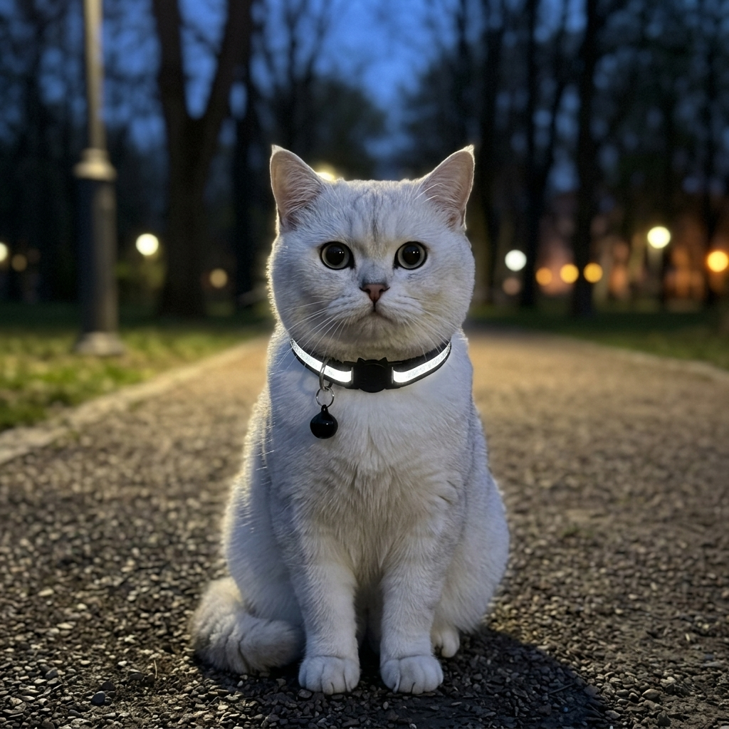 Reflecterende kattenhalsband met veiligheidssluiting en belletje