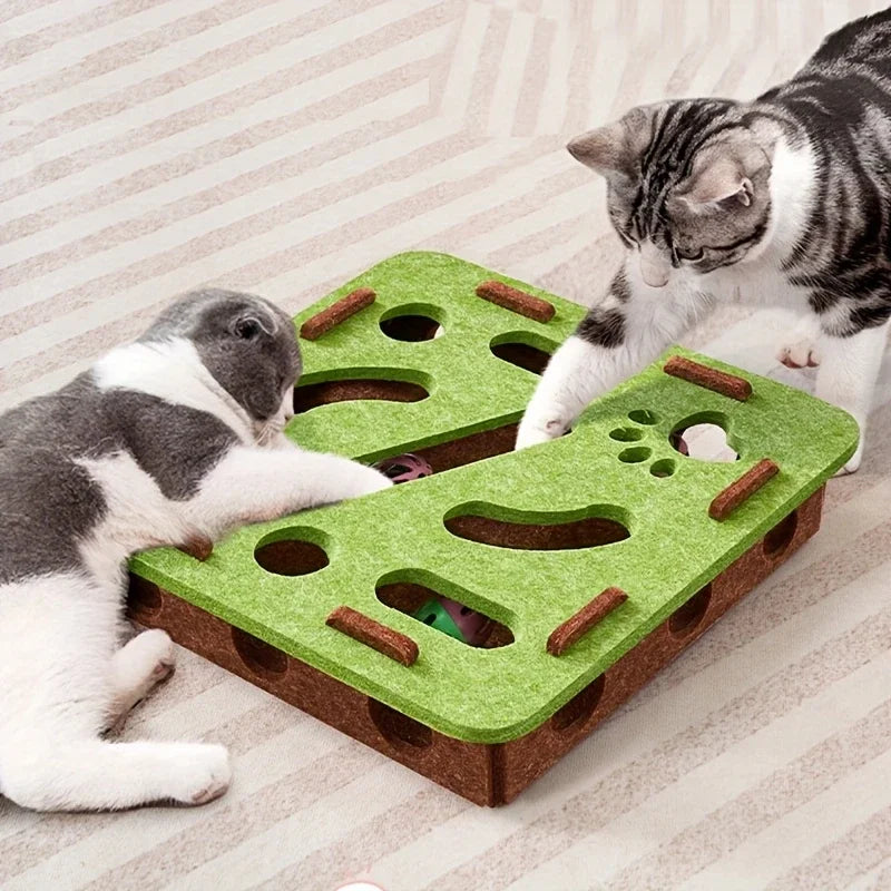Vilten kattenpuzzel met doolhof en belbal van Maison Pets, productfoto 2