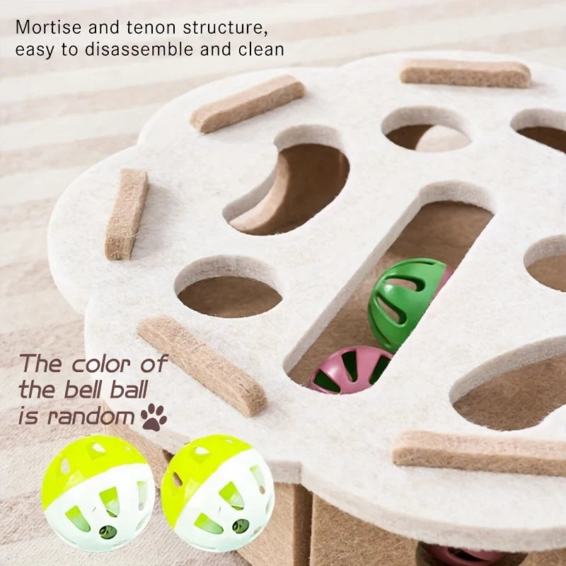 Vilten kattenpuzzel met doolhof en belbal van Maison Pets, productfoto 3