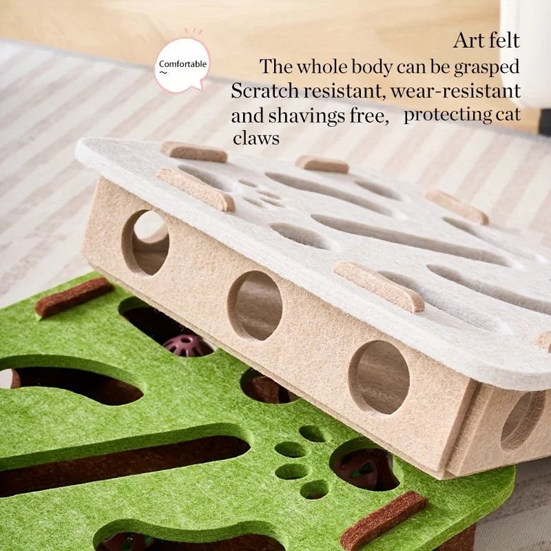 Vilten kattenpuzzel met doolhof en belbal van Maison Pets, productfoto 5