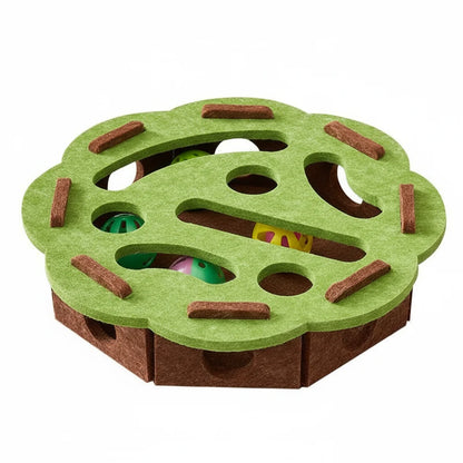 Vilten kattenpuzzel met doolhof en belbal van Maison Pets, productfoto 1