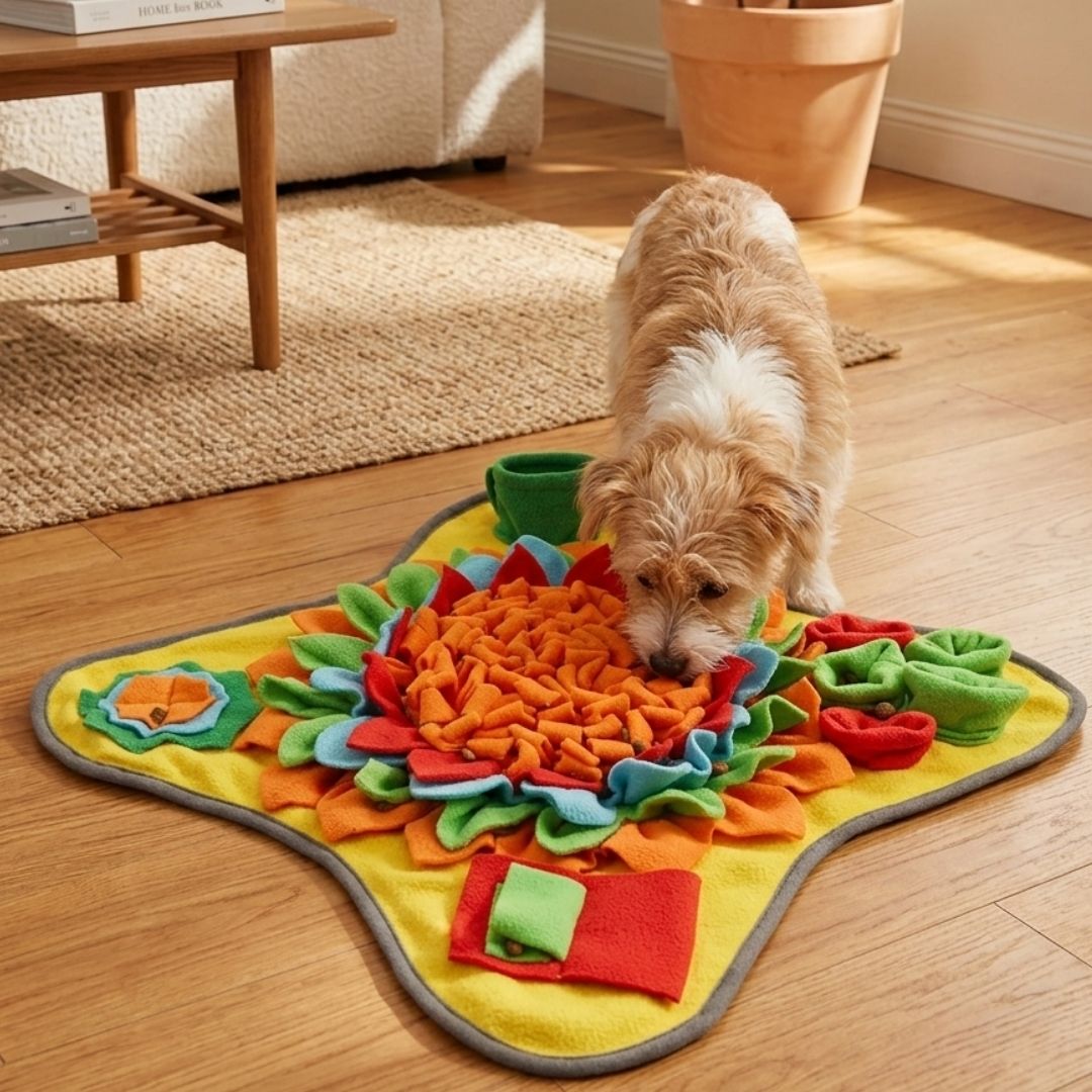 SnufflePad snuffelmat hond — featured productfoto bruin velvet fleece