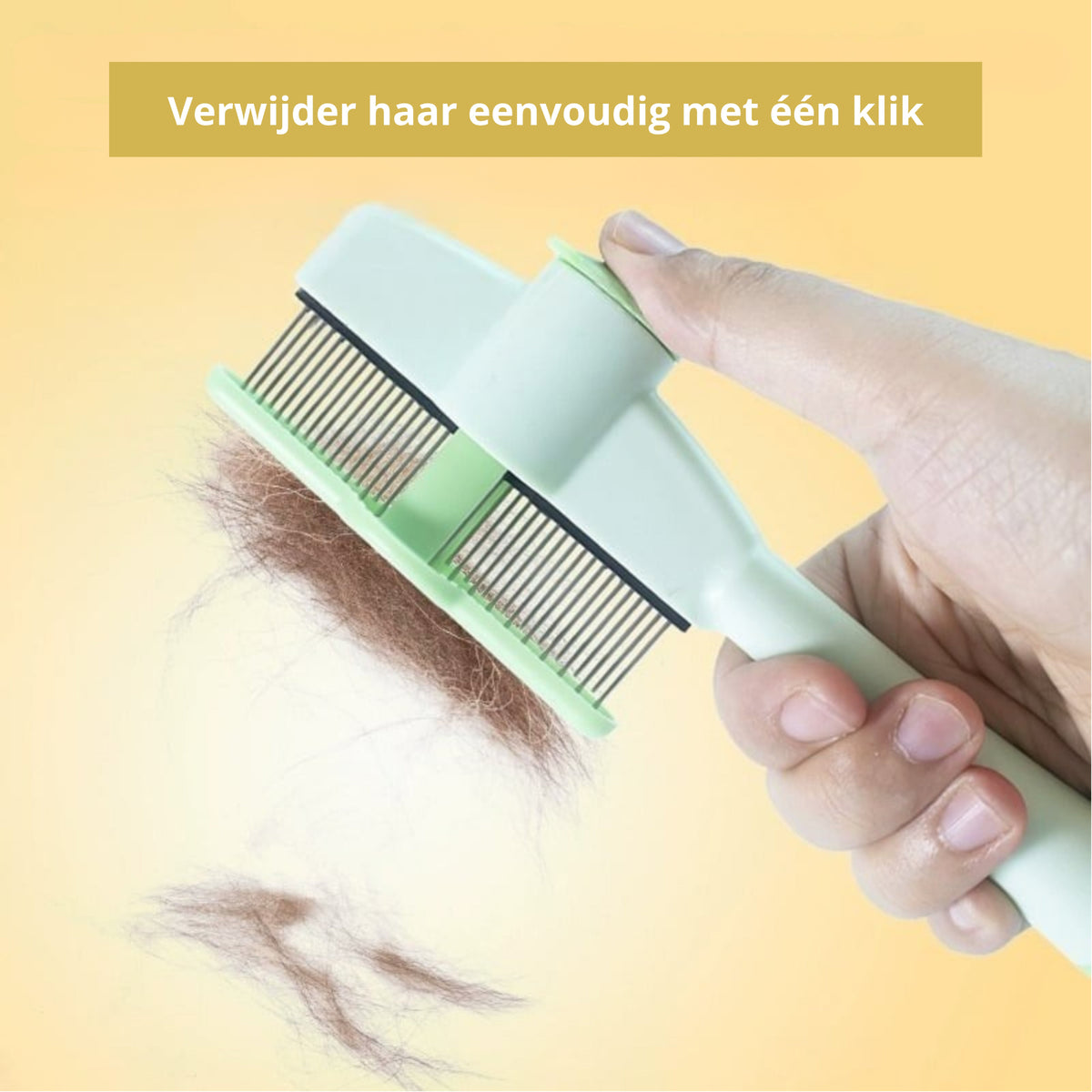 Groomly kam hond en kat laat verzameld haar vallen met één druk op de knop — éénklik-reinigingsfunctie in beeld