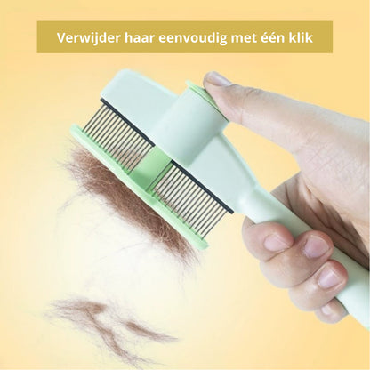 Groomly kam hond en kat laat verzameld haar vallen met één druk op de knop — éénklik-reinigingsfunctie in beeld