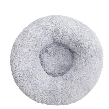 Ronde hondenmand in donutvorm met opstaande rand en zacht pluche — Maison Pets