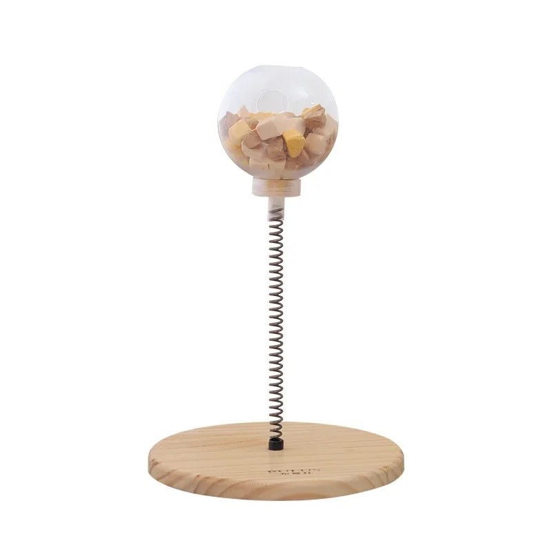 Snackbal voor katten met metalen veer voerspeeltje