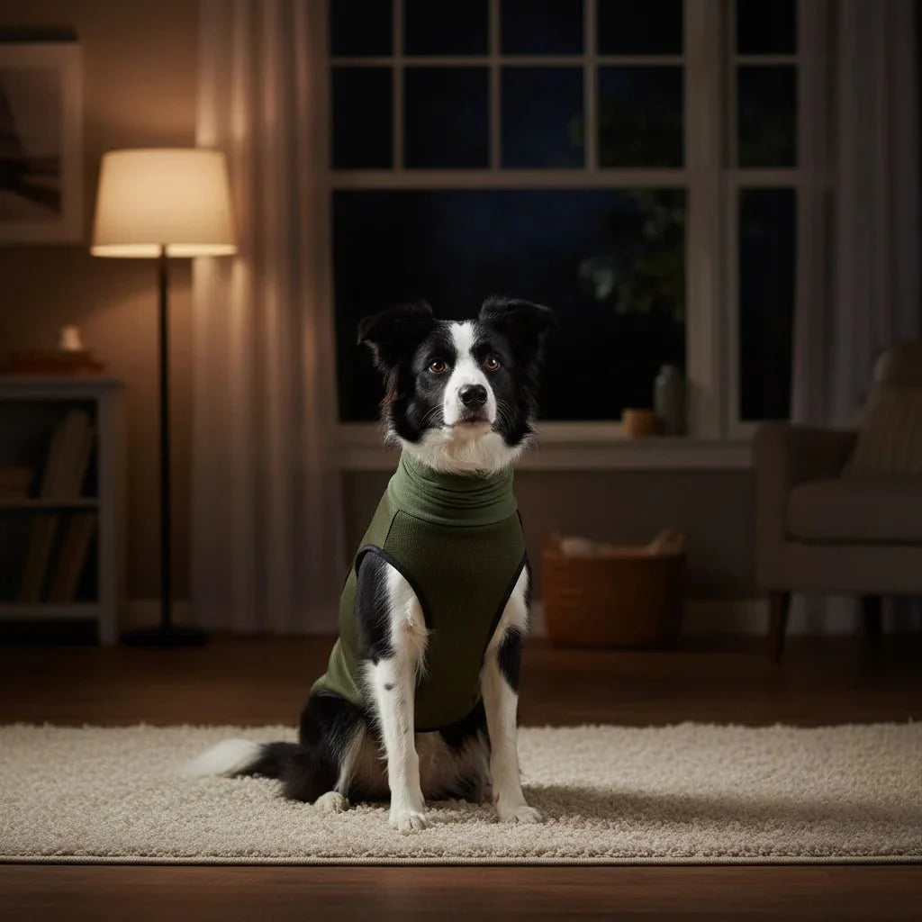 CalmShield angstvest hond — close-up verstelbare sluiting klittenband