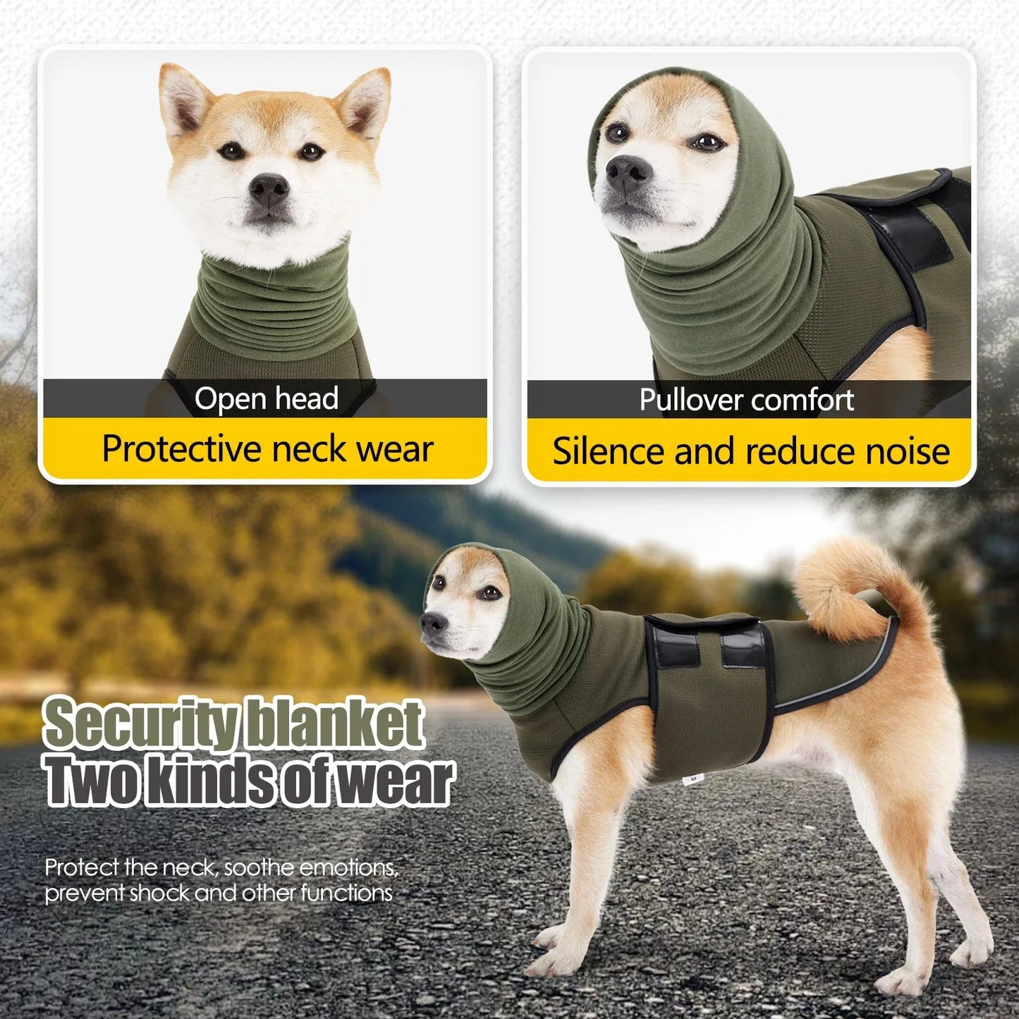 CalmShield angstvest — hond rustend met kalmerend drukvest aan op bank