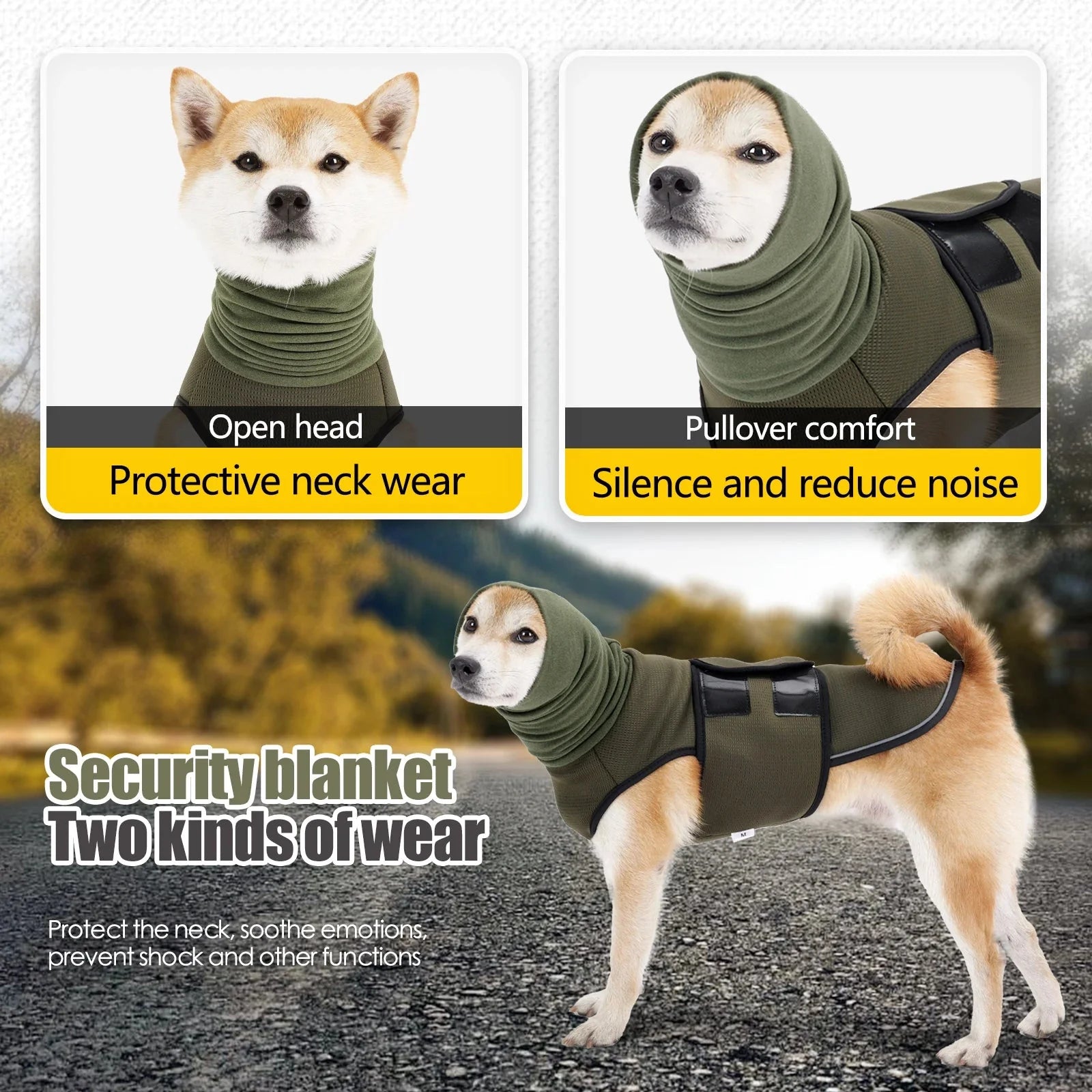 CalmShield angstvest — hond rustend met kalmerend drukvest aan op bank