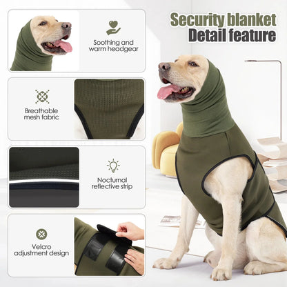 CalmShield drukvest hond — zachte ademende stof detail groen model