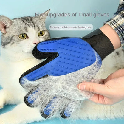 Handschoen hond kat groen — gebruik uitleg afbeelding richting aaien