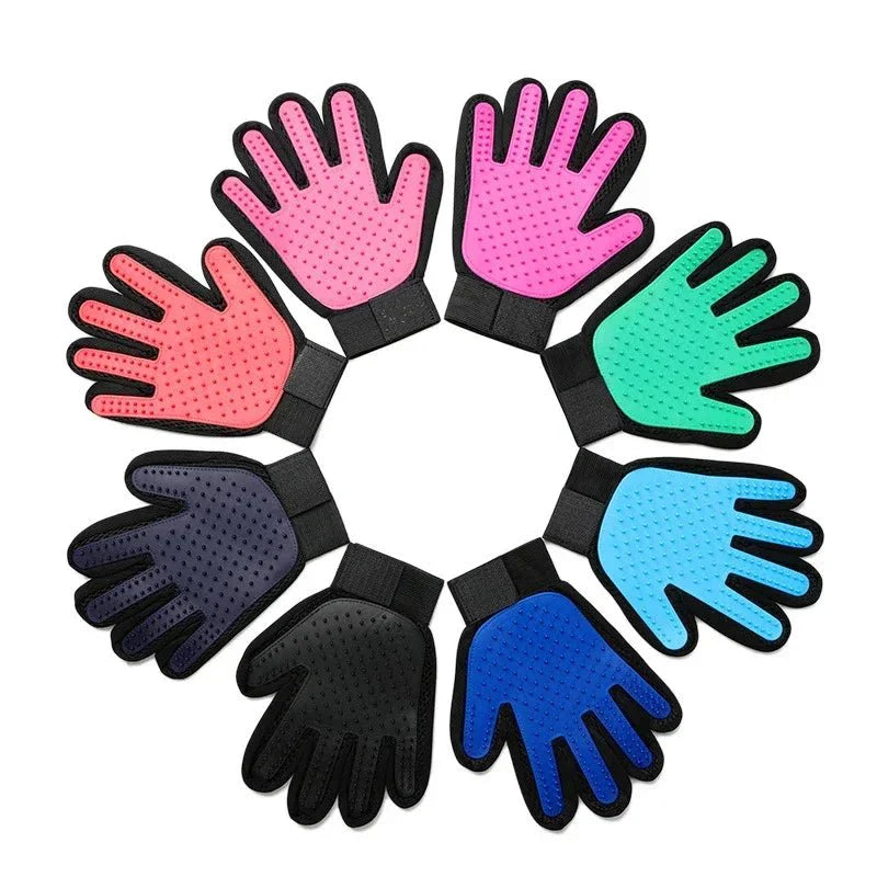 Verzorgingshandschoen hond kat kleuren blauw groen rood overzicht