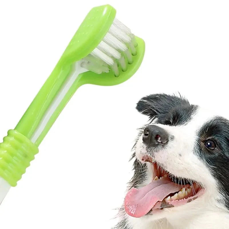 Tandenborstel hond kat groen zijaanzicht borstelkop 3 zijden