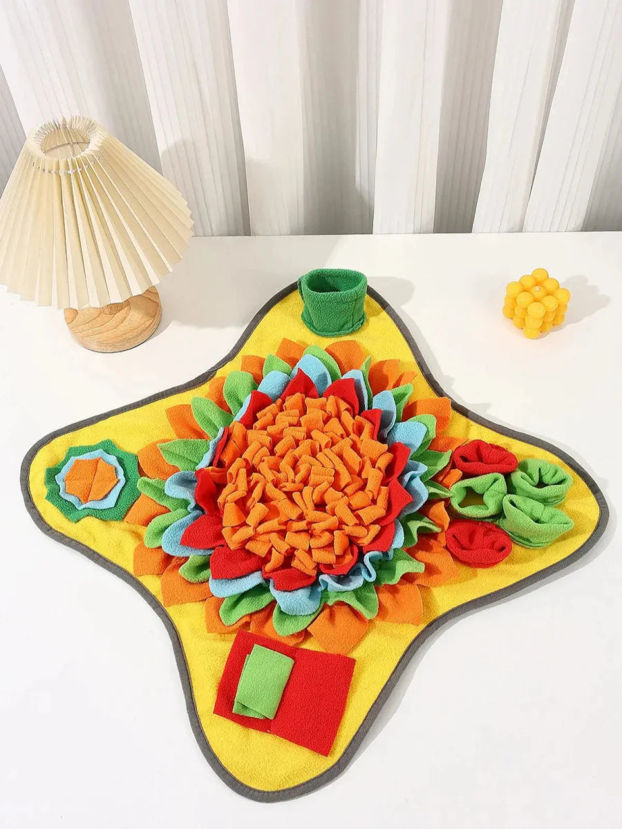 SnufflePad snuffelmat hond — vier kleuren bruin groen blauw geel