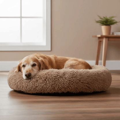 Kalmerende hondenmand — rond nestbed met hoge, zachte rand